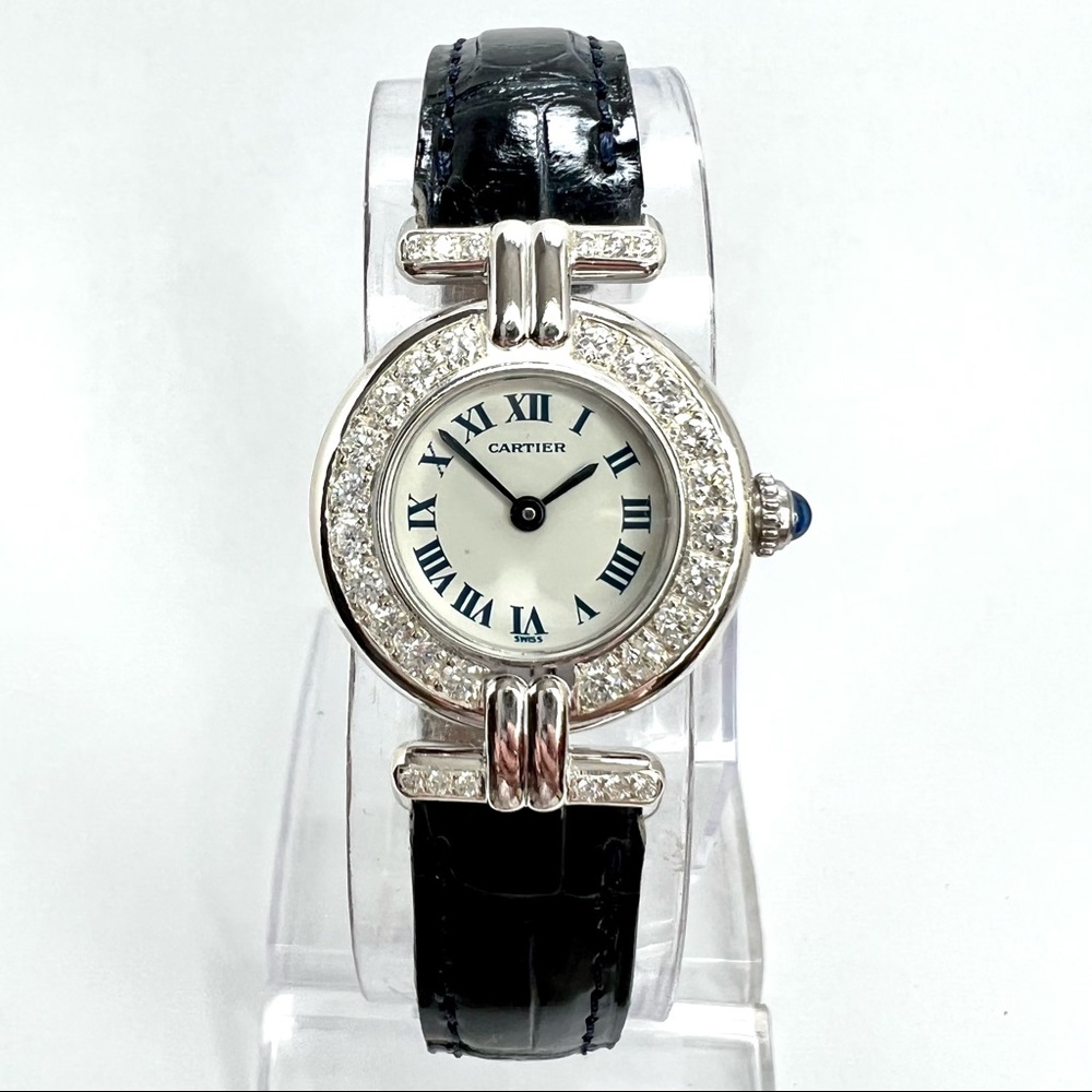 CARTIER VERMEIL COLISEE Quartz 24mm Silver 0.87TCW Diamond Watch White Dial